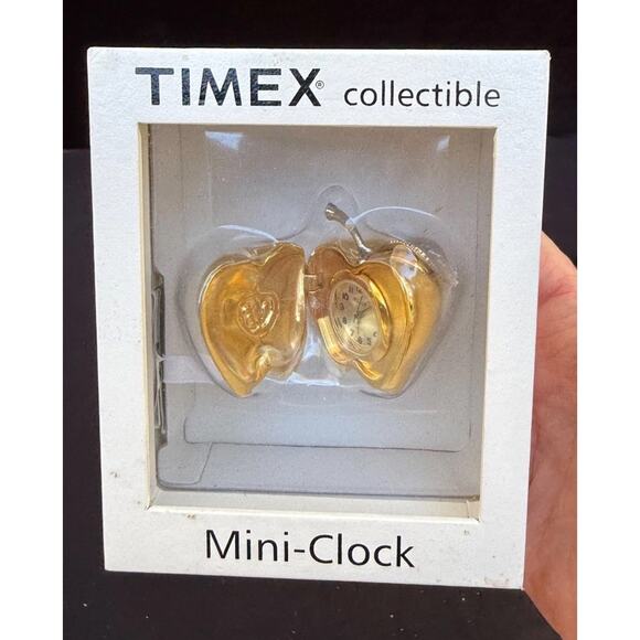 Timex Golden Apple Collectible Mini-Clock Heavy! High Quality Teacher Gift -36D - Picture 2 of 14